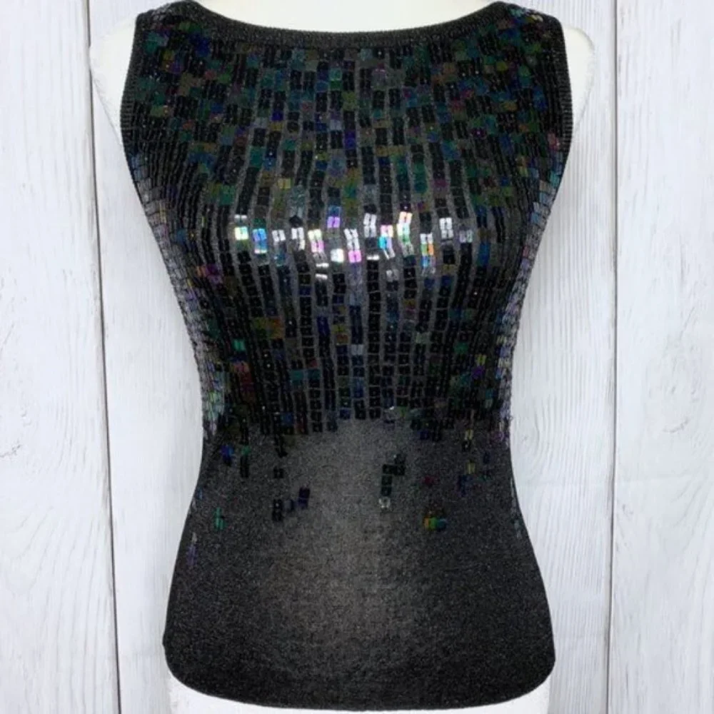Voguer Sequin Black Blouse & Cardigan Set - Picture 2 of 4